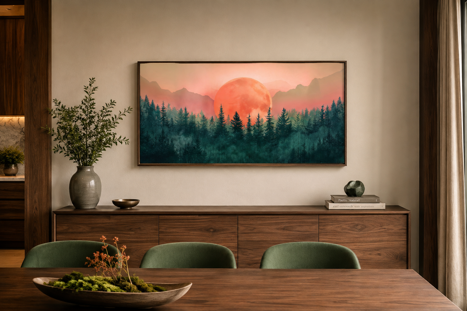 Forest Canvas Wall Art - Framed Pink Green Wall Art | Calming Nature Landscape Decor