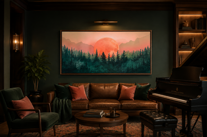 Forest Canvas Wall Art - Framed Pink Green Wall Art | Calming Nature Landscape Decor