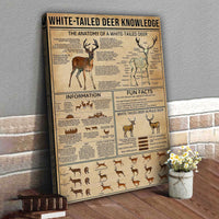 White-Tailed Deer Knowledge Canvas – Hunting Wall Art for Cabin, Lodge & Wildlife Lovers
