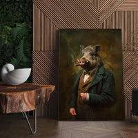 Smoking Wild Boar Canvas – Funny Rustic Wall Art for Hunters
