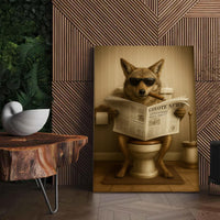 Smoking Coyote Wolf Canvas – Funny Wildlife Bathroom Art for Hunters & Cabin Decor