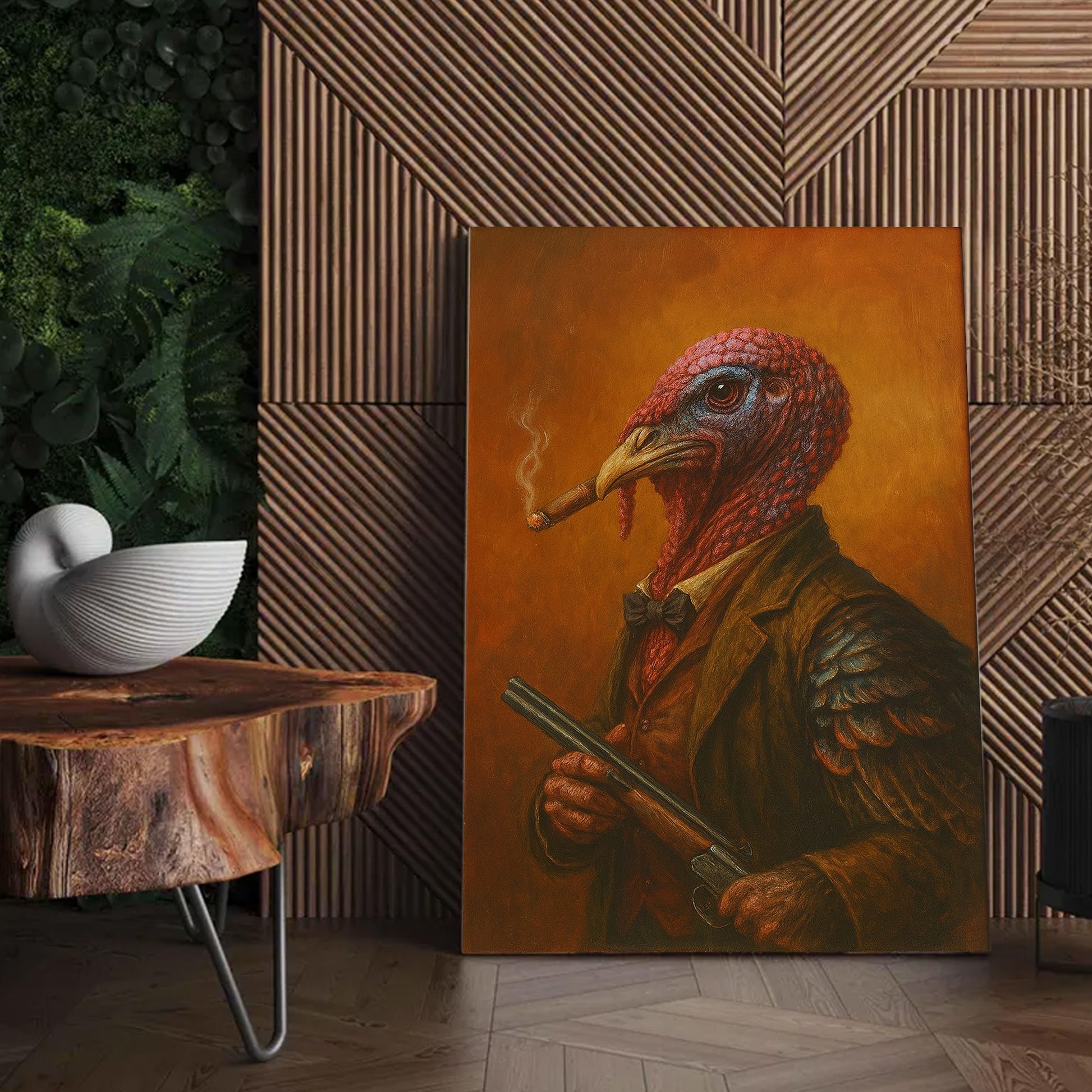 Turkey Smoking Canvas – Unique Hunting Lodge or Man Cave Decor