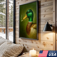 Funny Duck Smoking Canvas Wall Art, Rustic Hunting Lodge Decor, Gift for Hunters & Outdoorsmen