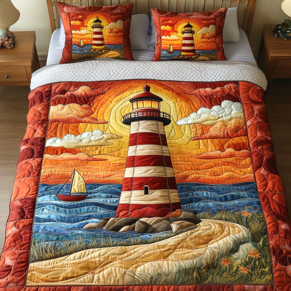 Guiding Waves 3-Piece Quilted Bedding Set - Single (59" x 70")
