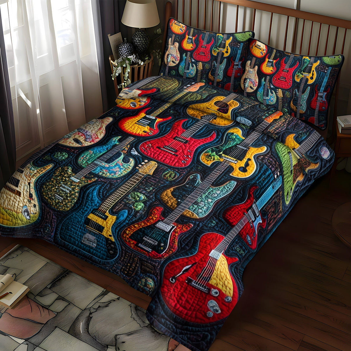 Guitar Legends 3-Piece Quilted Bedding Set - Single (59" x 70")