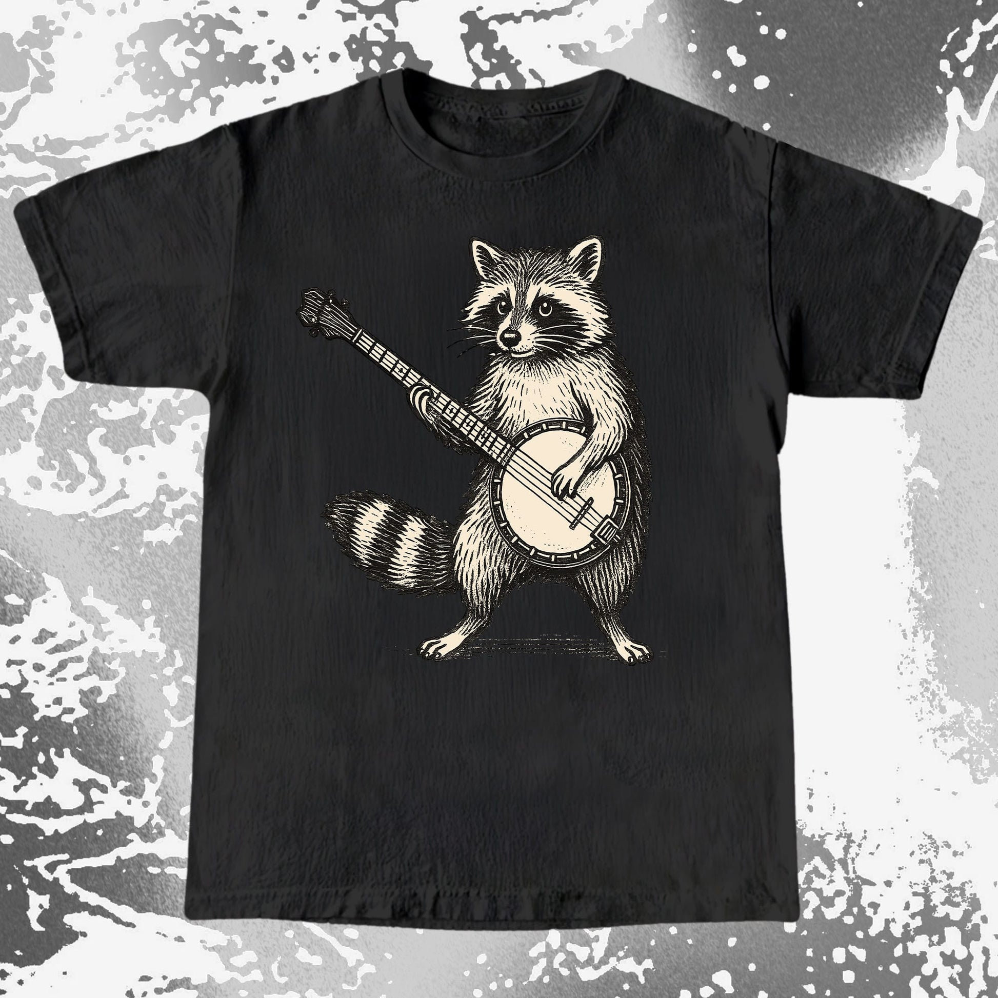 Funny Raccoon Playing Banjo Music Animal Shirt, funny meme tee gift (view 3)