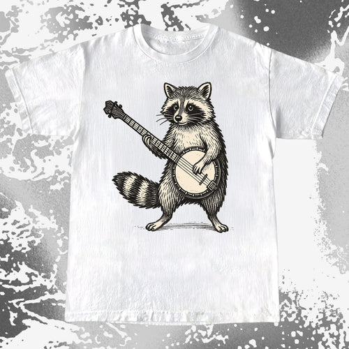 Funny Raccoon Playing Banjo Music Animal Shirt, funny meme tee gift