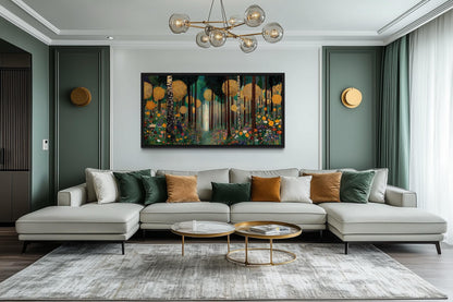 Gustav Klimt Inspired Golden Magical Forest Canvas Wall Art
