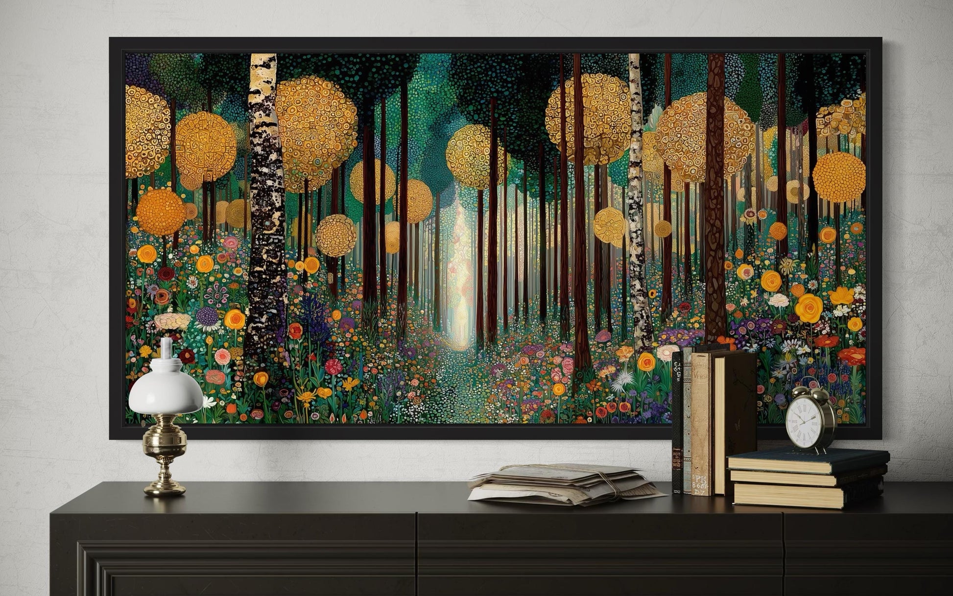 Gustav Klimt Inspired Golden Magical Forest Canvas Wall Art