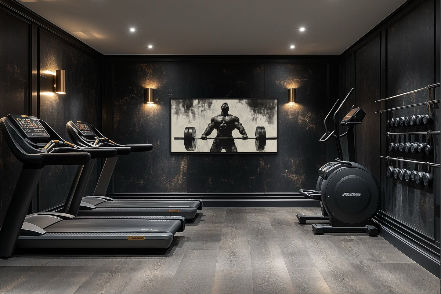 Gym Wall Art - Powerful Man Lifting Barbell Canvas Print