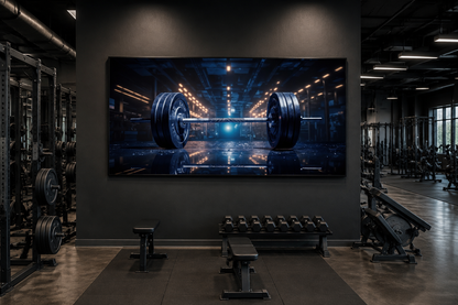 Realistic Barbell Painting Gym Framed Canvas Wall Art