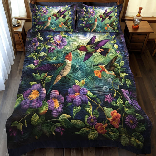 Hummingbird Kiss 3-Piece Quilted Bedding Set - Single (59" x 70")