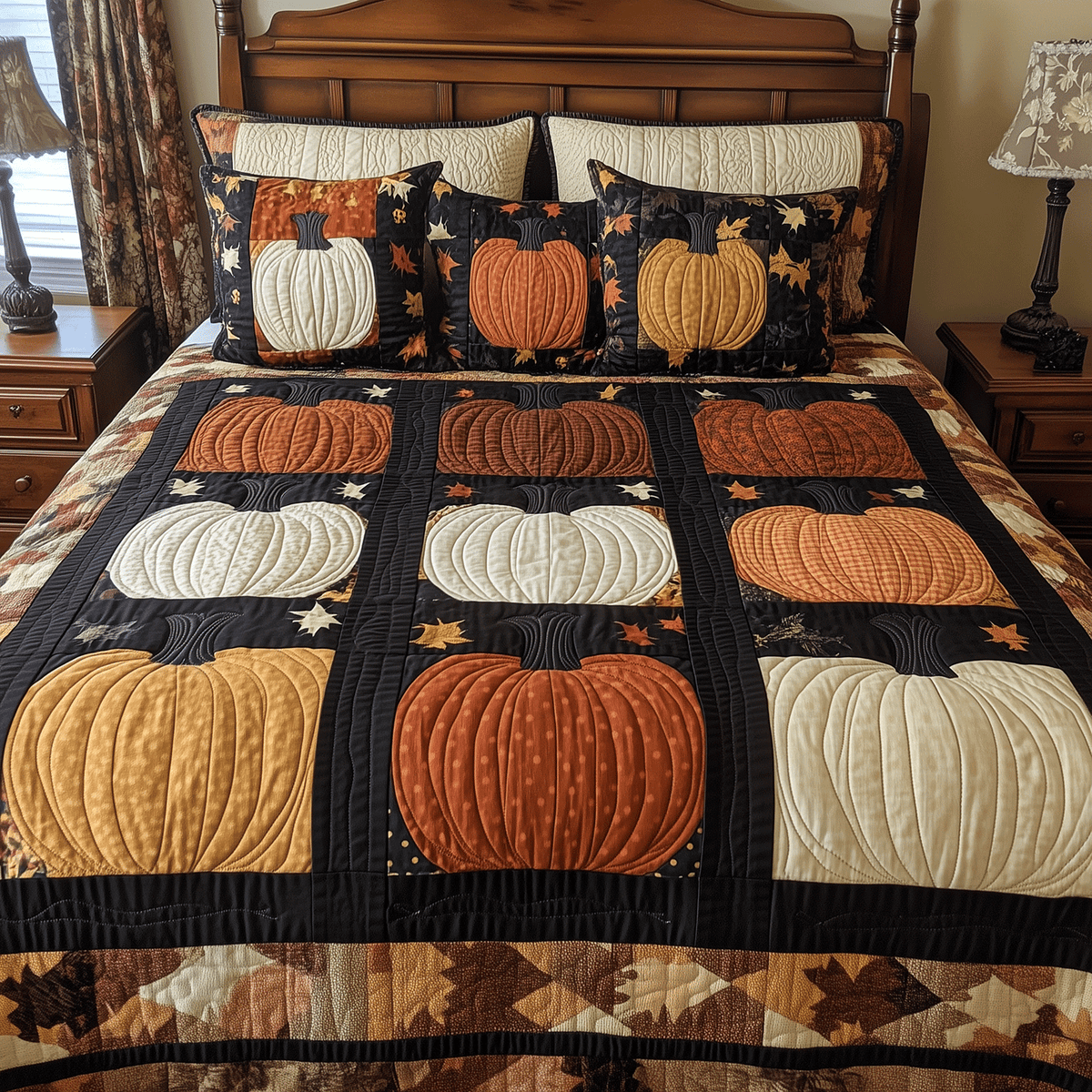Halloween Harvest 3-Piece Quilted Bedding Set - Single (59" x 70")