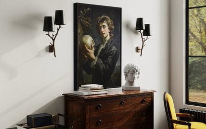 Hamlet And Skull Vintage Shakespeare Poetry Framed Canvas Wall Art