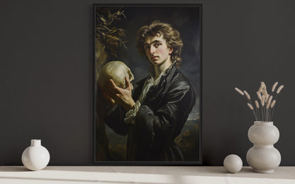 Hamlet And Skull Vintage Shakespeare Poetry Framed Canvas Wall Art