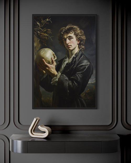 Hamlet And Skull Vintage Shakespeare Poetry Framed Canvas Wall Art