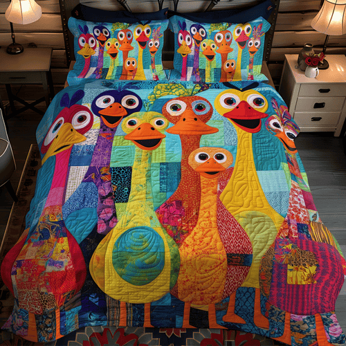 Happy Duck Village 3-Piece Quilted Bedding Set - Single (59" x 70")