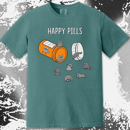 Happy Pills Raccoon Shirt – Dark Humor Mental Health Art, funny meme tee gift (view 16)