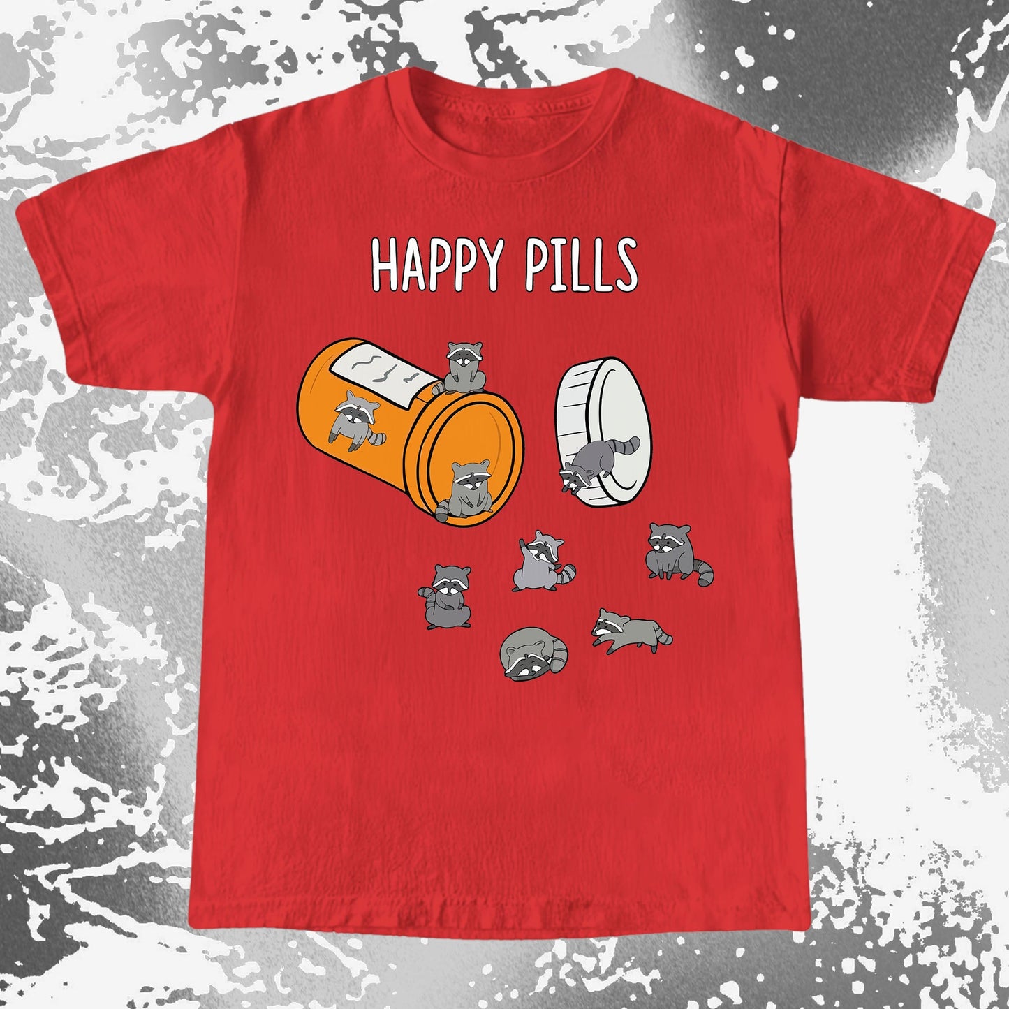 Happy Pills Raccoon Shirt – Dark Humor Mental Health Art, funny meme tee gift (view 9)