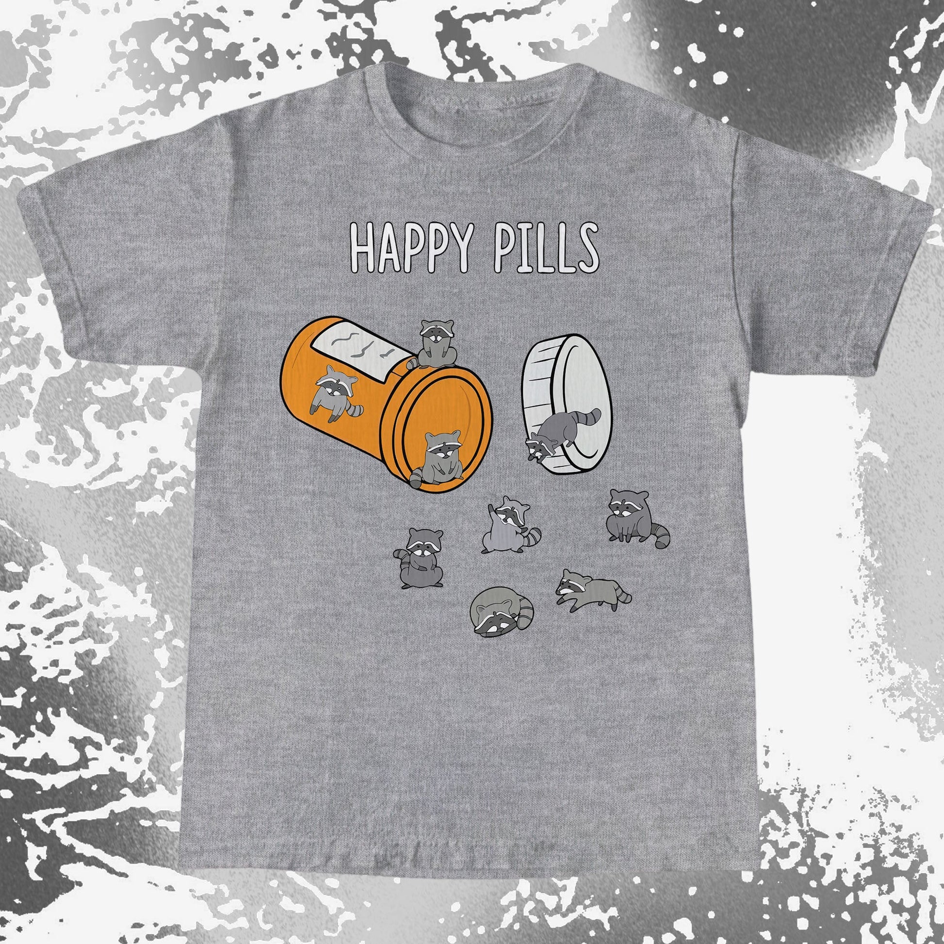 Happy Pills Raccoon Shirt – Dark Humor Mental Health Art, funny meme tee gift (view 10)