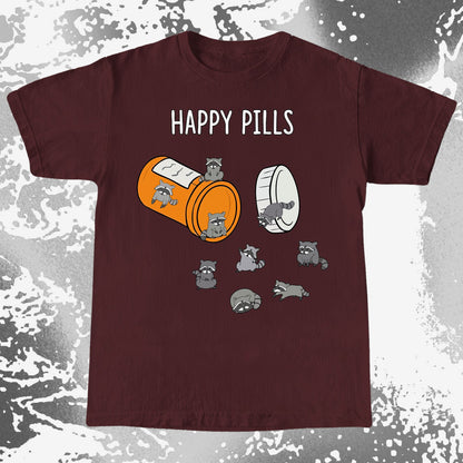 Happy Pills Raccoon Shirt – Dark Humor Mental Health Art, funny meme tee gift (view 5)