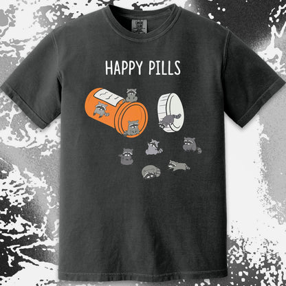 Happy Pills Raccoon Shirt – Dark Humor Mental Health Art, funny meme tee gift (view 11)