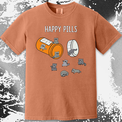 Happy Pills Raccoon Shirt – Dark Humor Mental Health Art, funny meme tee gift (view 14)