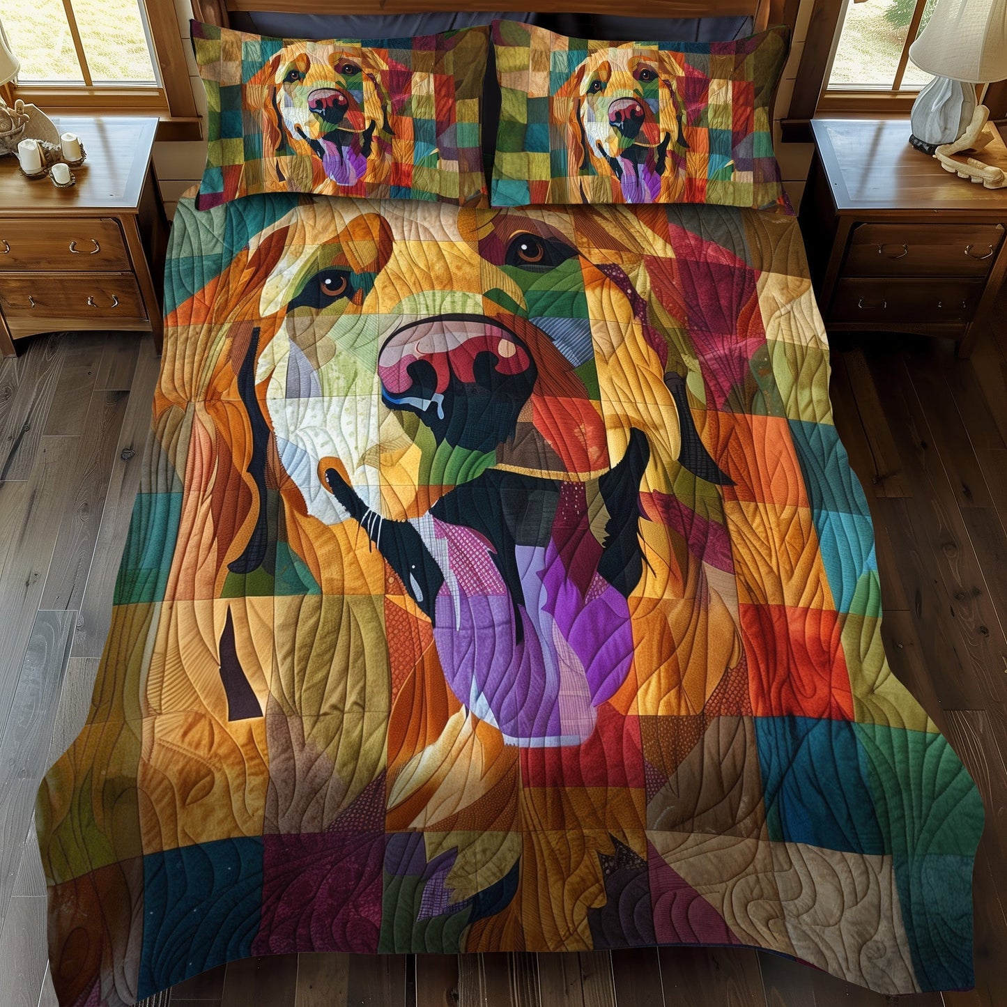 Happy Retriever 3-Piece Quilted Bedding Set - Single (59" x 70")