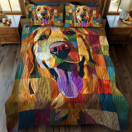 Happy Retriever 3-Piece Quilted Bedding Set - Single (59" x 70")