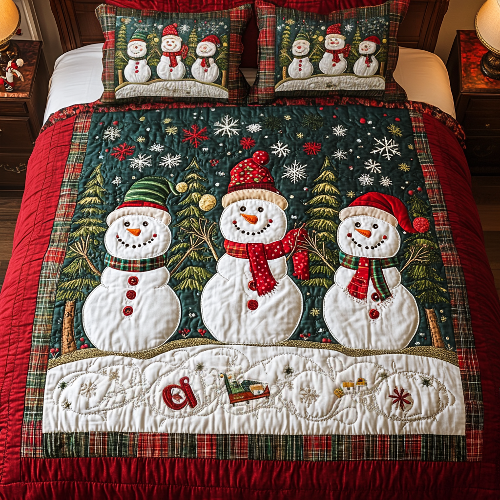 Happy Snow Days 3-Piece Quilted Bedding Set - Single (59" x 70")
