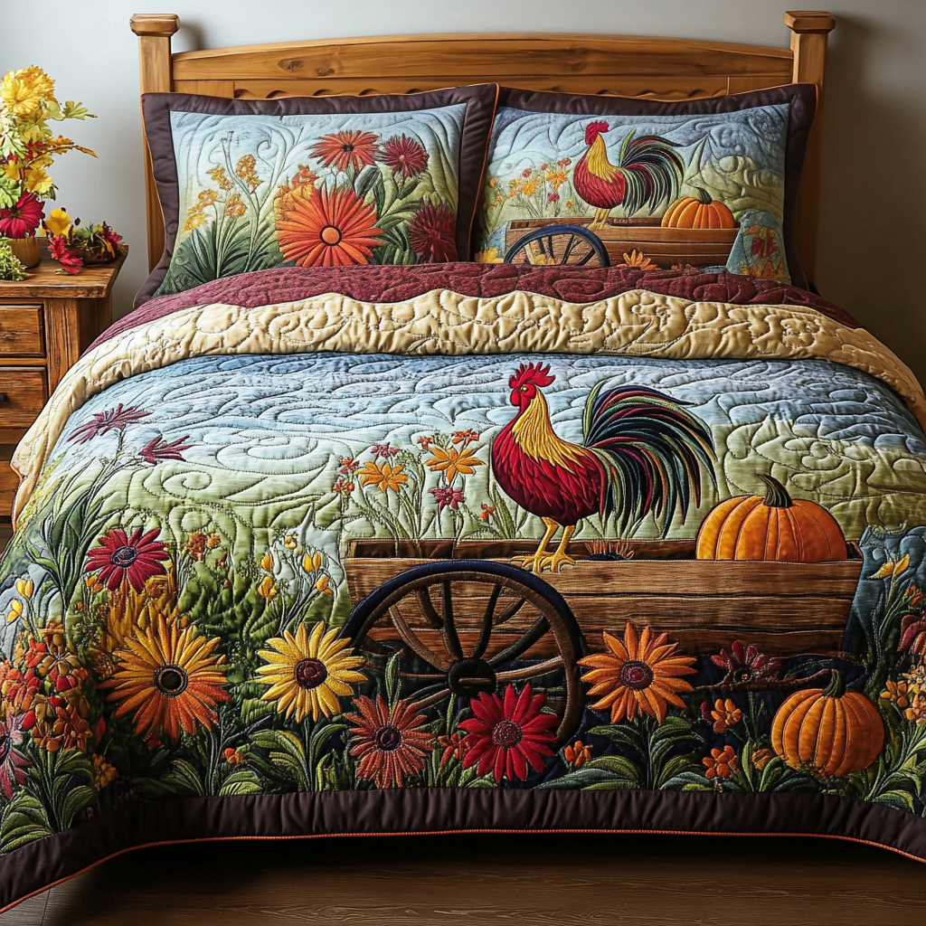 Harvest Hues 3-Piece Quilted Bedding Set - Single (59" x 70")