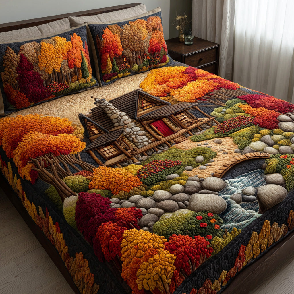 Harvest Maple Forest 3-Piece Quilted Bedding Set - Single (59" x 70")