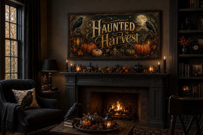 Haunted Harvest Halloween Canvas Wall Art For Entryway Decor