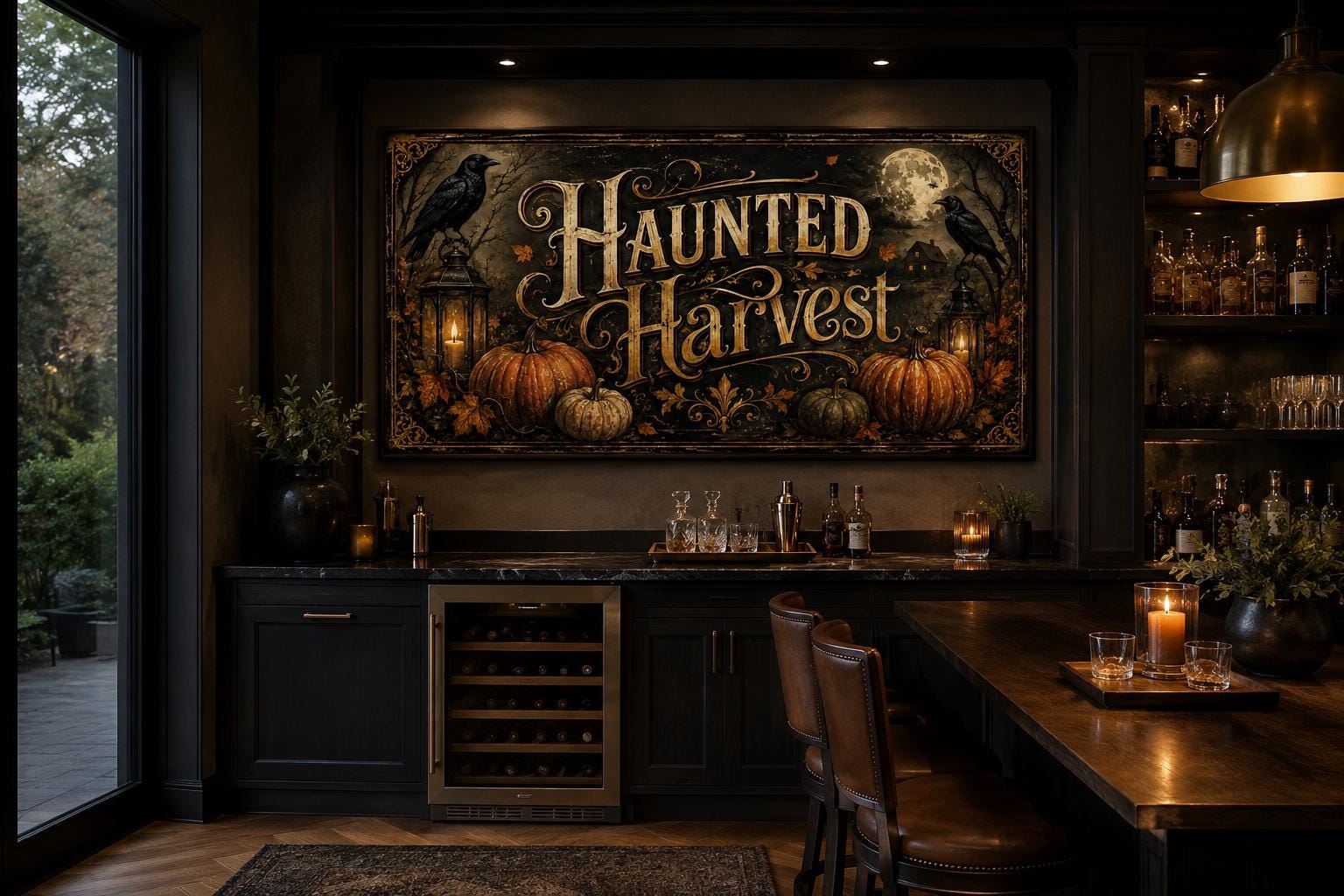 Haunted Harvest Halloween Canvas Wall Art For Entryway Decor