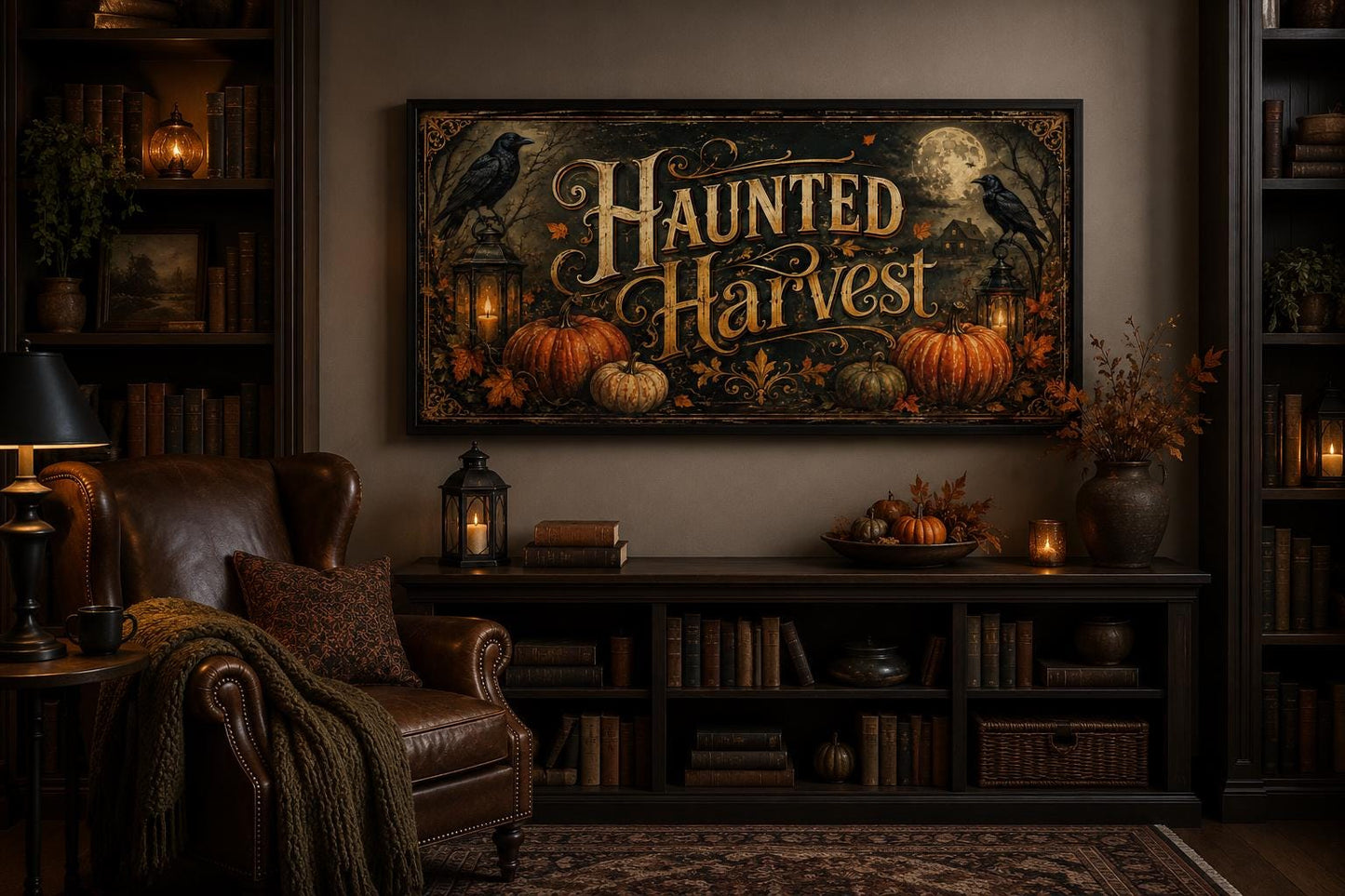 Haunted Harvest Halloween Canvas Wall Art For Entryway Decor