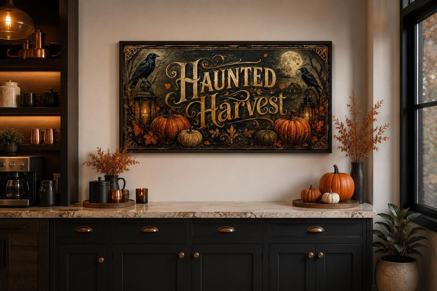 Haunted Harvest Halloween Canvas Wall Art For Entryway Decor