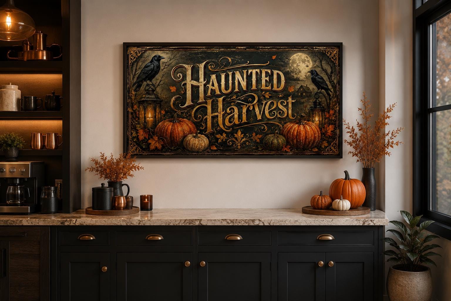 Haunted Harvest Halloween Canvas Wall Art For Entryway Decor