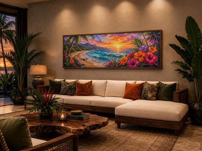Hawaiian Beach Wall Art – Vibrant Tropical Canvas Print for Living Room or Beach House