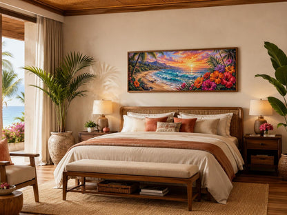 Hawaiian Beach Wall Art – Vibrant Tropical Canvas Print for Living Room or Beach House