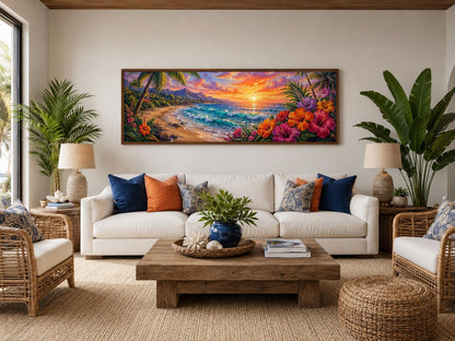 Hawaiian Beach Wall Art – Vibrant Tropical Canvas Print for Living Room or Beach House
