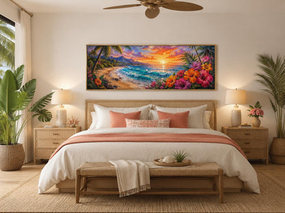 Hawaiian Beach Wall Art – Vibrant Tropical Canvas Print for Living Room or Beach House