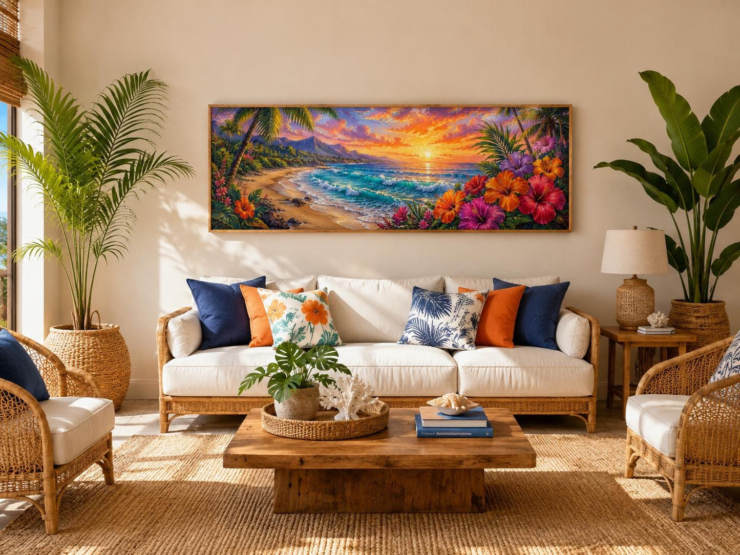 Hawaiian Beach Wall Art – Vibrant Tropical Canvas Print for Living Room or Beach House