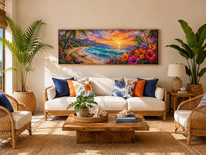 Hawaiian Beach Wall Art – Vibrant Tropical Canvas Print for Living Room or Beach House