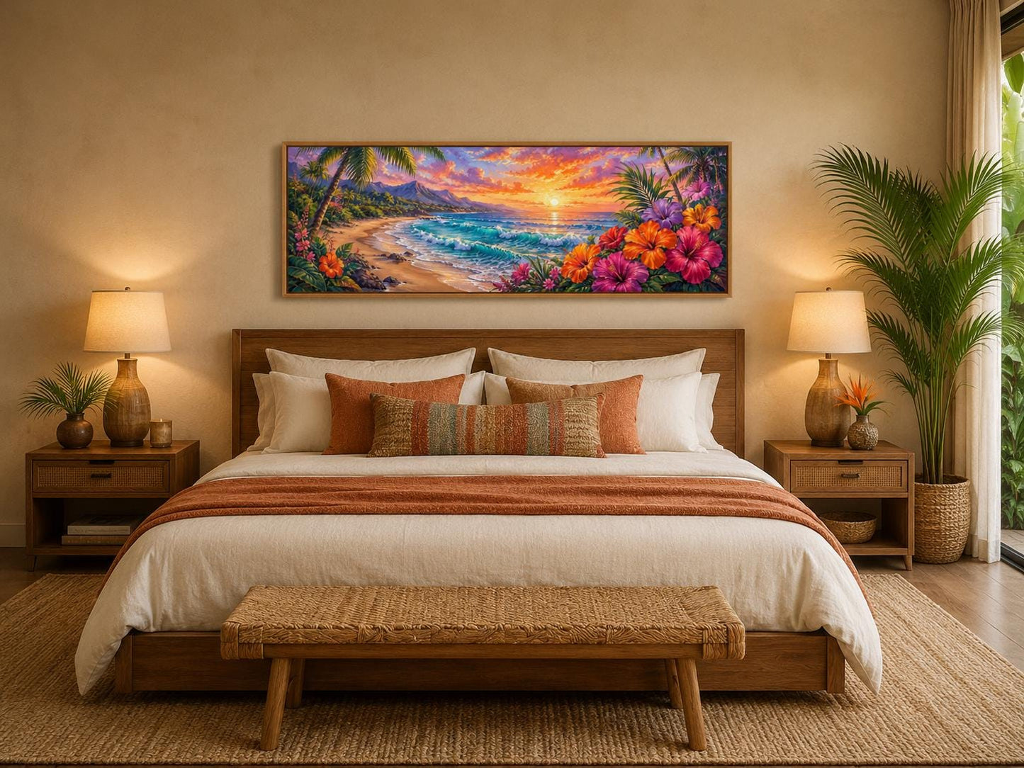 Hawaiian Beach Wall Art – Vibrant Tropical Canvas Print for Living Room or Beach House