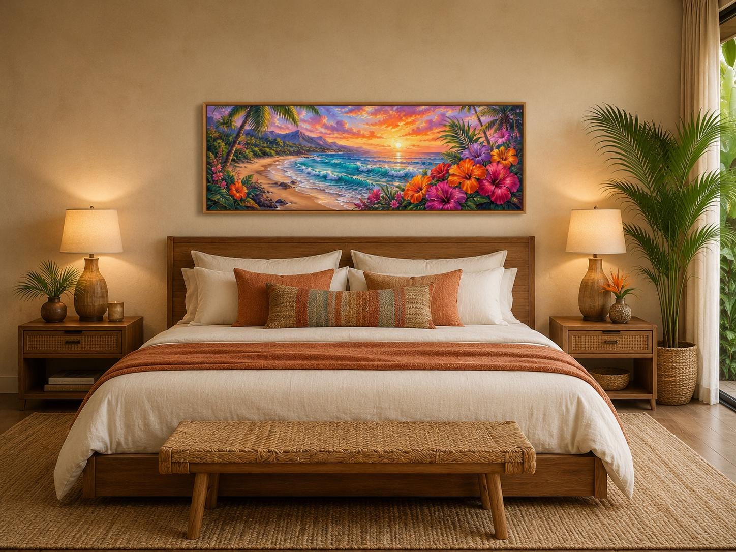 Hawaiian Beach Wall Art – Vibrant Tropical Canvas Print for Living Room or Beach House