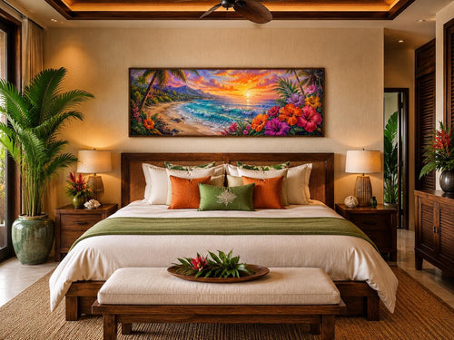 Hawaiian Beach Wall Art – Vibrant Tropical Canvas Print for Living Room or Beach House
