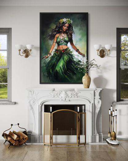 Hawaiian Hula Dancer Canvas Wall Art