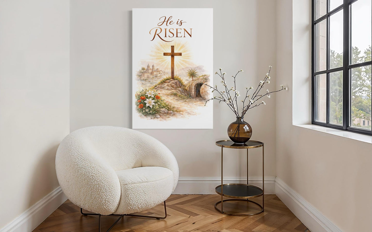 He Is Risen Wall Art – Christian Easter Decor | Resurrection Canvas Print