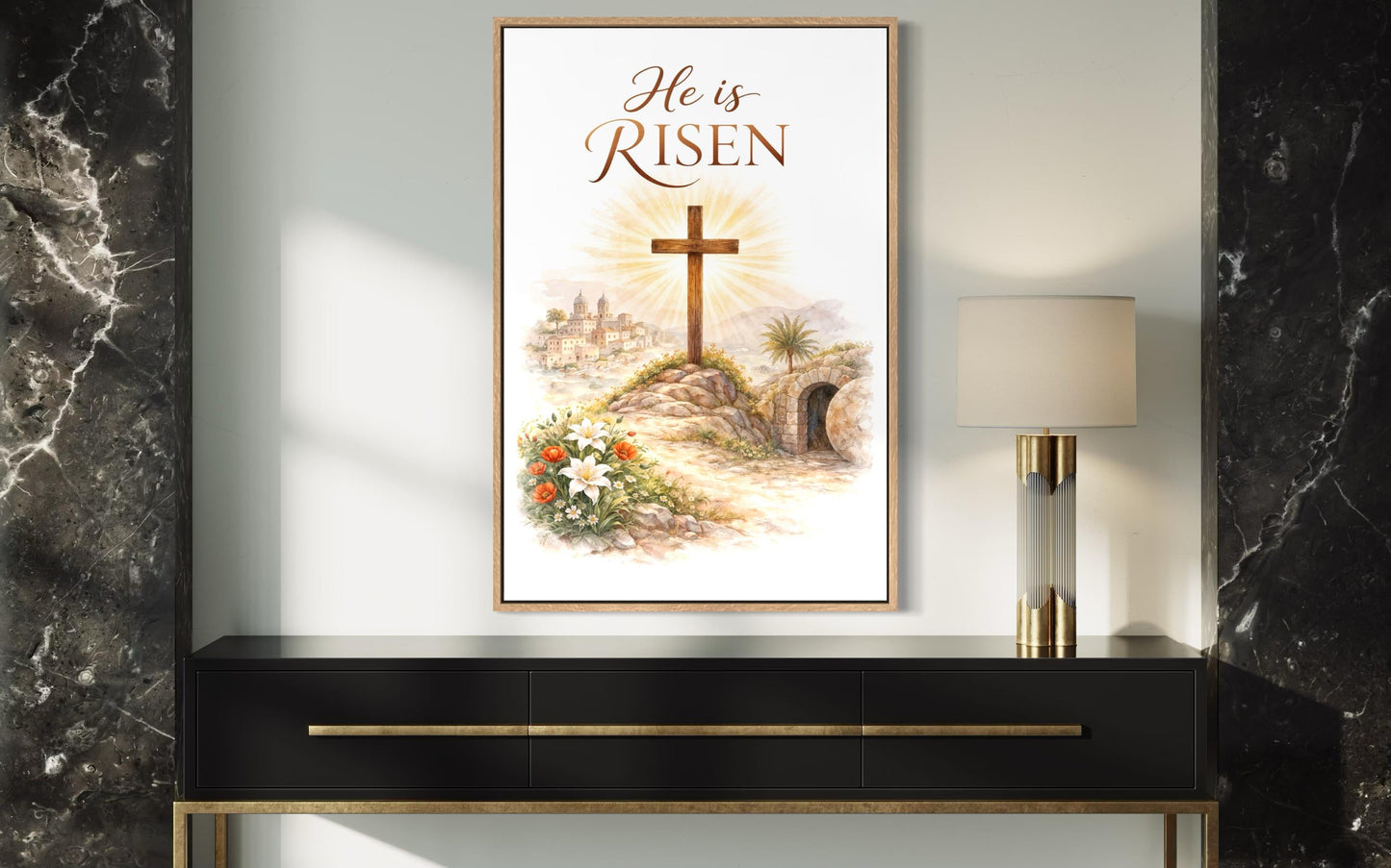 He Is Risen Wall Art – Christian Easter Decor | Resurrection Canvas Print