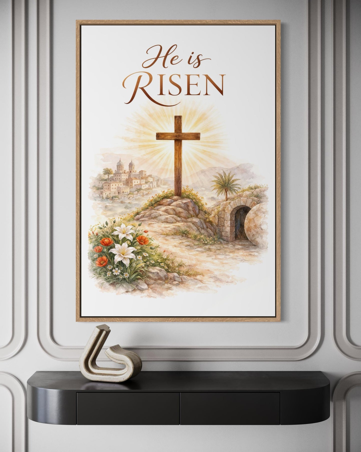 He Is Risen Wall Art – Christian Easter Decor | Resurrection Canvas Print